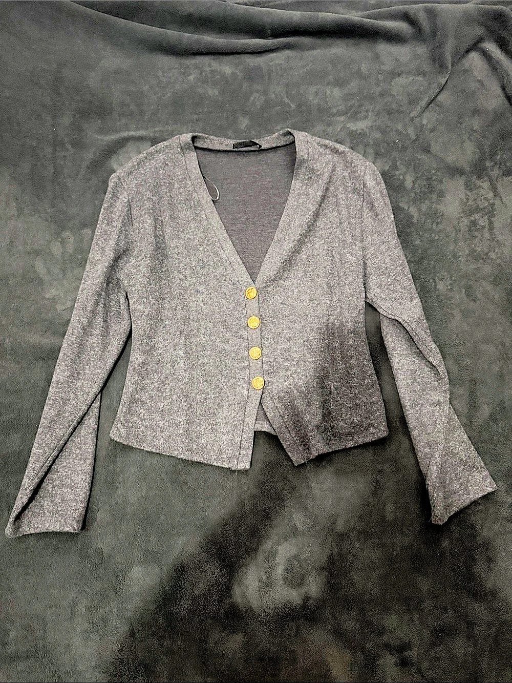 Zara- Gray Button-Front Cardigan